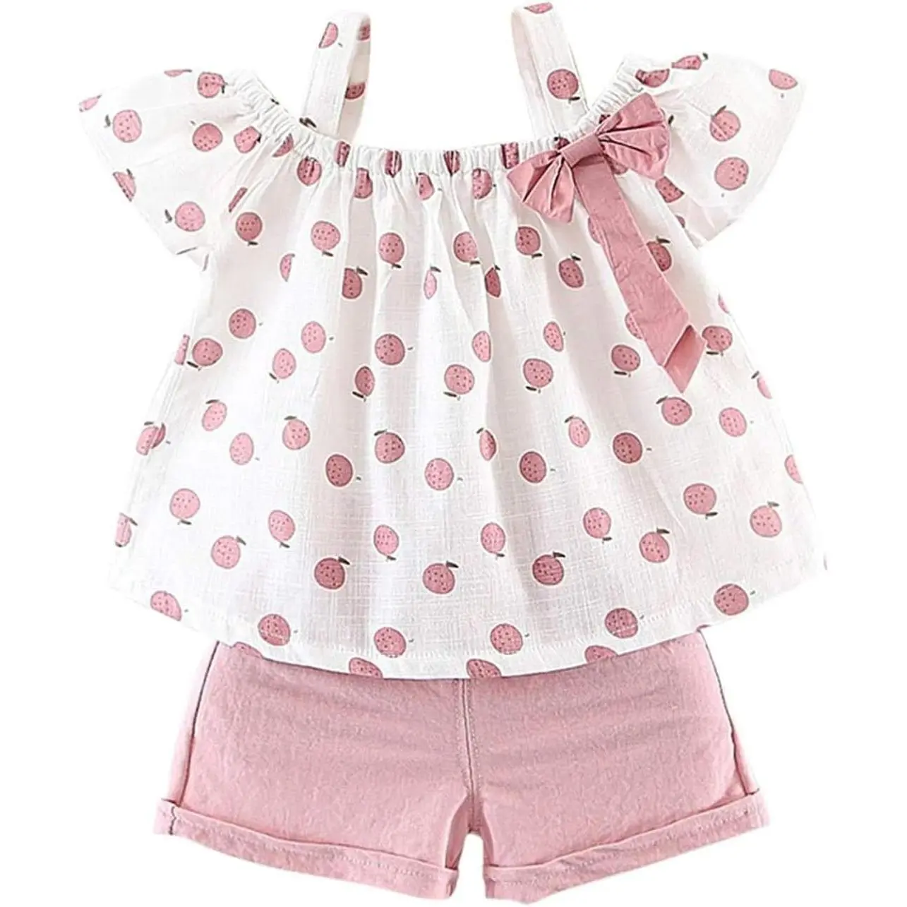 Toddler Baby Girls Summer Outfits Ruffle Camisole Polka Dot Tops and Casual Shorts Newborn Infant ClothingGift