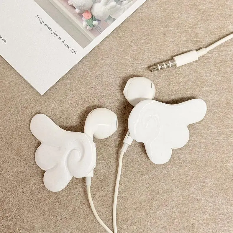 Creative Earphone Decorative Accessories Angel Wings 3d Printed Wired Earphone Decorative Wings Kawaii DIY Earbud Accessories