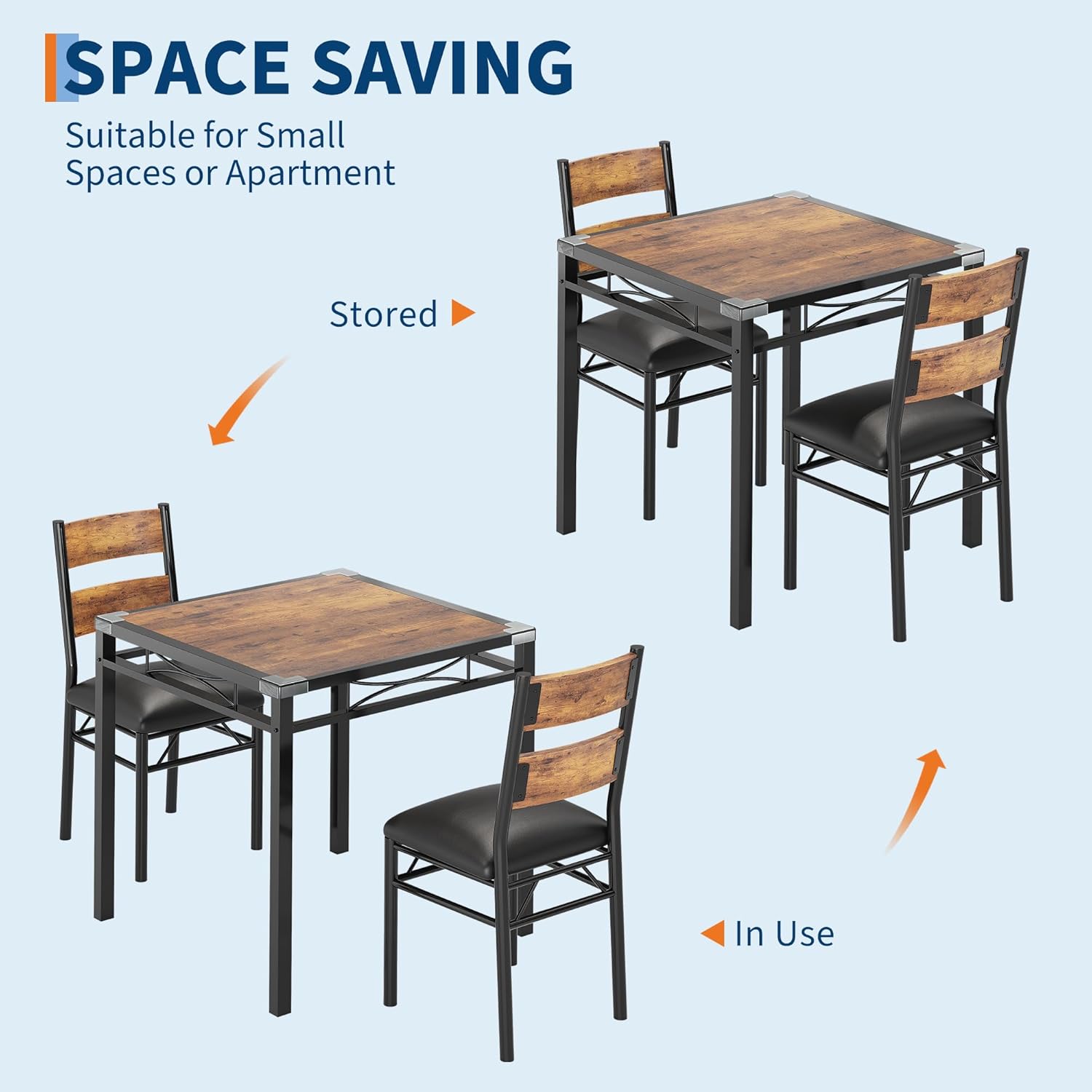 Dining Table Set for 4/2, Dining Room Table Set for 4/2 with Upholstered Chairs, Wood Kitchen Table Chairs Set of 4/2 with Corner Protector for Small Space, Kitchen, Apartment, Dining Table Set for 4/2, Dining Room Table Set for 4/2 with Upholstered Chairs, Wood Kitchen Table Chairs Set of 4/2 with Corner Protector for Small Space, Kitchen, Apartment,