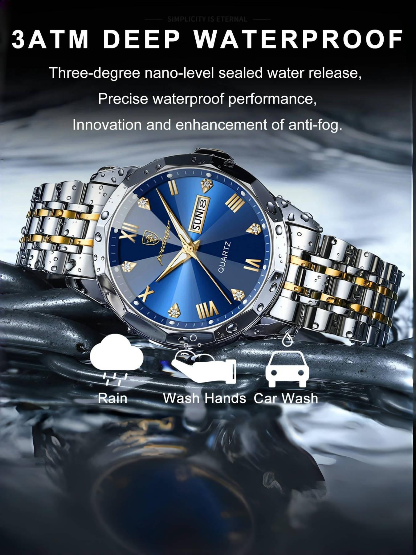 POEDAGAR Fashion Couple Watch Trendy Original Couple Watch Waterproof Night Light Date Weekly Calendar Quartz Watch Fashionable Watches Daily Matching Festival Birthday Gift