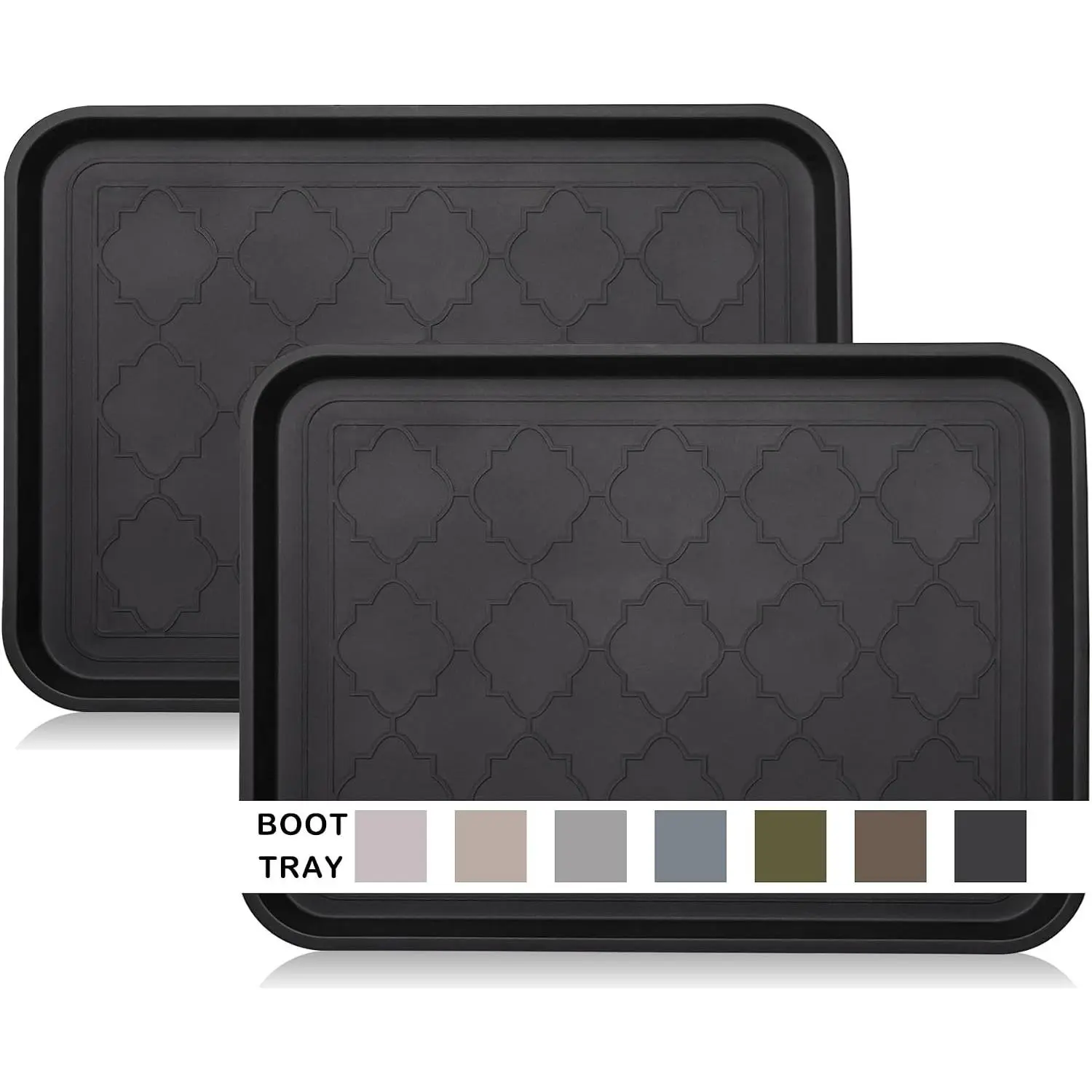 Boot Tray for Entryway Indoor, Heavy Duty Shoe Mat Tray 2 Packs, 16.7"x12.8" Waterproof Shoes Trays with Raised Edge, Outdoor Multi-Purpose Mats for Boots, Garden, Pets