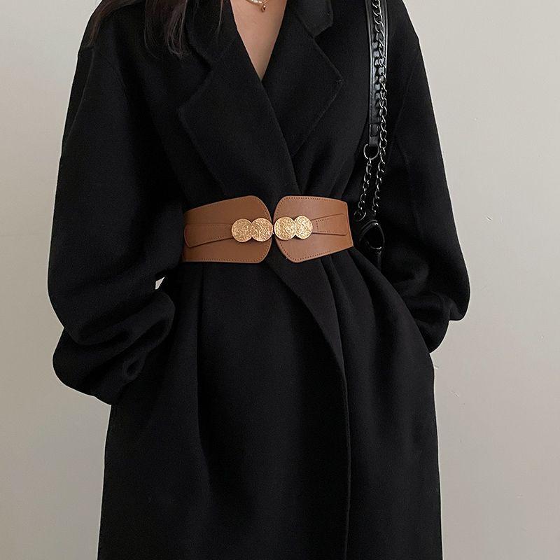 Women Dress Waist Belt Stretchy Elastic Vintage Belts For Dress Metal Buckle Apparel Accessories