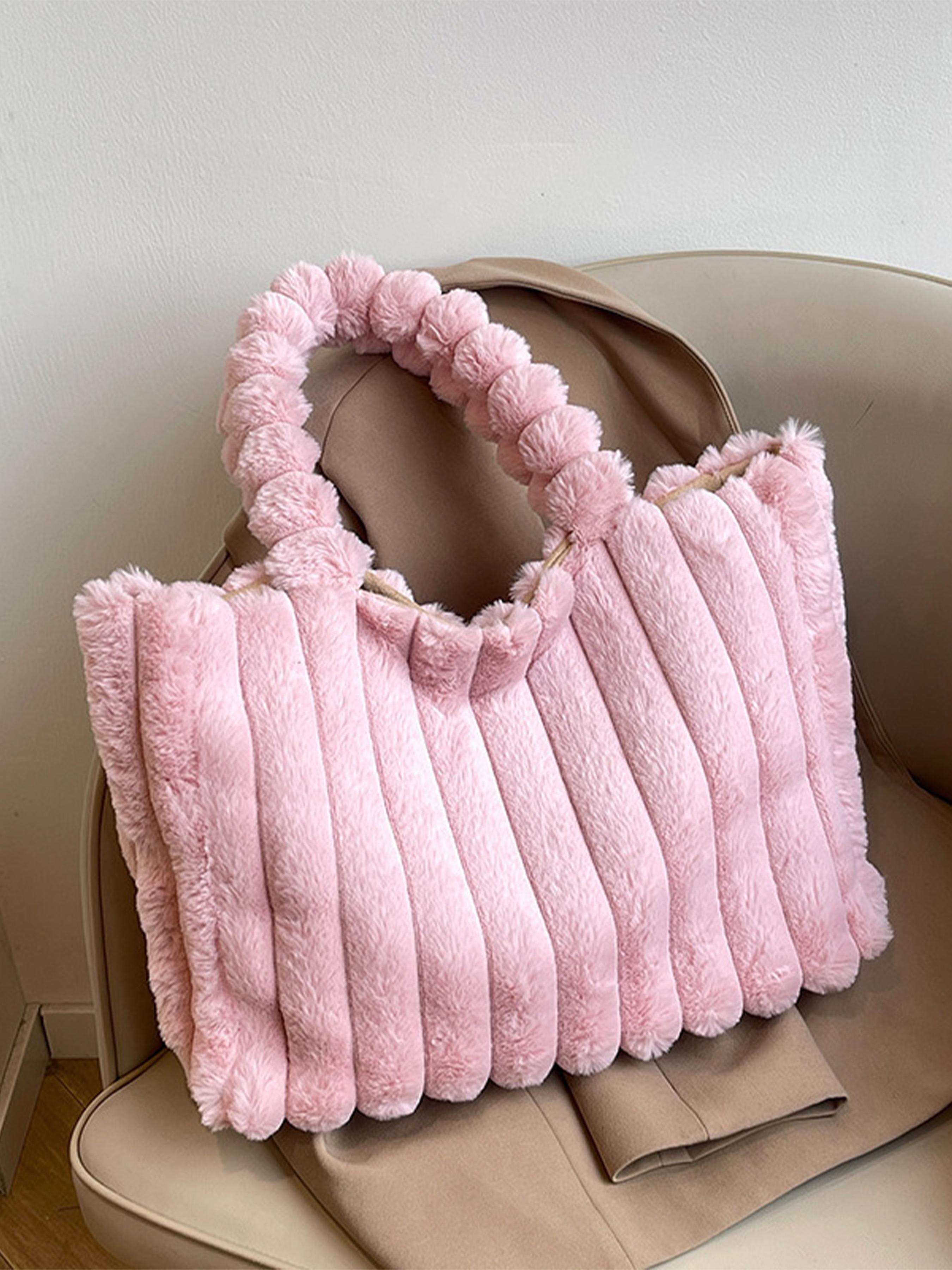 Valentine's Day Large Capacity Plush Tote Bag, Fashion Multi-Purpose Women's Shoulder Bag, Crossbody Tote Bag, Perfect for Winter, Stylish Spacious Handbag