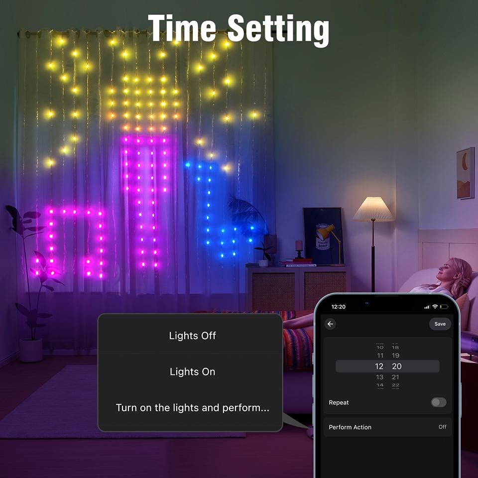 USB Powered RGBIC LED Curtain Light, 1 Count Smart APP Control Curtain Light, Waterproof Christmas LED String Light for Bedroom Backdrop Decor, Indoor Outdoor Party Bar, Led Rgb Lights