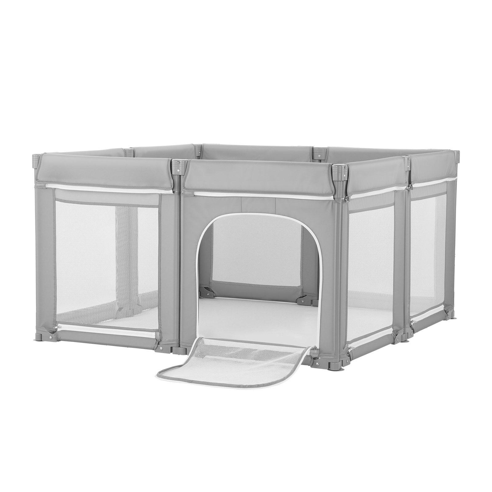 VEVOR Baby Playpen, 47.2″ x 47.2″ Foldable Toddlers Playpen, Indoor/Outdoor Baby Fence Play Yard with Zippered Door & Soft Breathable Mesh, No-Gap Toddlers Activity Center for 6 -24 Months Babies