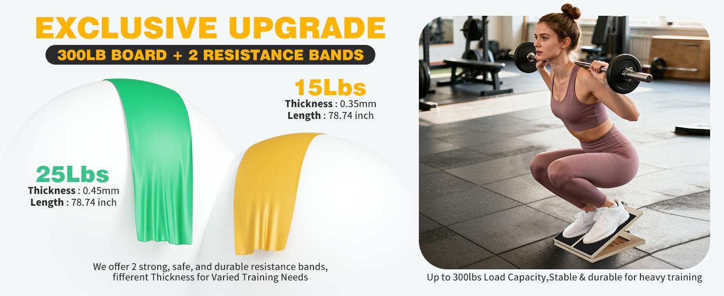 Slant Board for Calf Stretching, Adjustable Portable Wooden Board with 2 Resistance Bands & Training Poster,300 lbs Weight Capacity Calf Stretch Wedge for Legs, Knees & Flexibility Slant Board for Calf Stretching, Adjustable Portable Wooden Board with 2 Resistance Bands & Training Poster,300 lbs Weight Capacity Calf Stretch Wedge for Legs, Knees & Flexibility