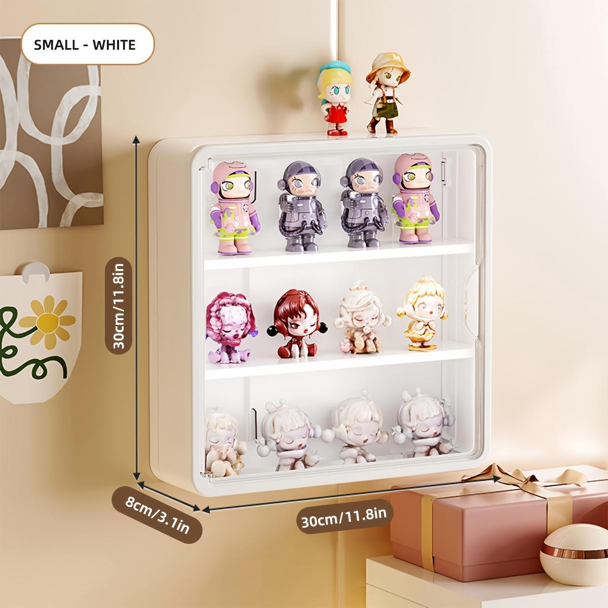 Large Wall-Mounted Display Rack for Doll Collection, 3 or 4-Tier Acrylic Storage Box with Magnetic Design, Space-Saving Clear Compartments for Action Figures and Accessories