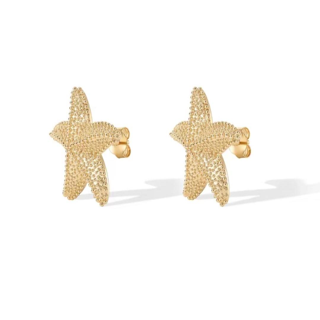 DB- Women's Starfish Earrings| Rugged-Style Ocean Starfish Studs| Hypoallergenic Jewelry for Summer-DB