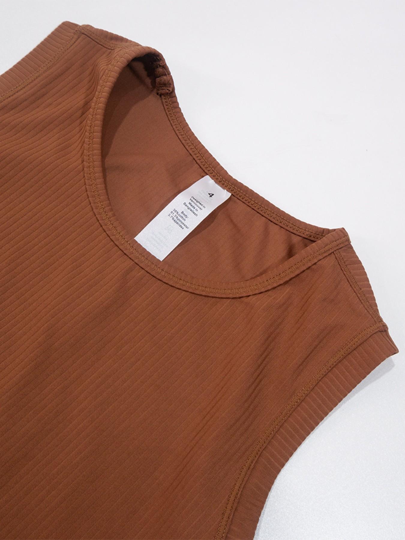 Nyxalulu Summer Yoga Top, Ribbed Sleeveless Tank, High Waist Slim Fit, Quick-Dry Sportswear, Casual Workout Tee, Pilates Apparel