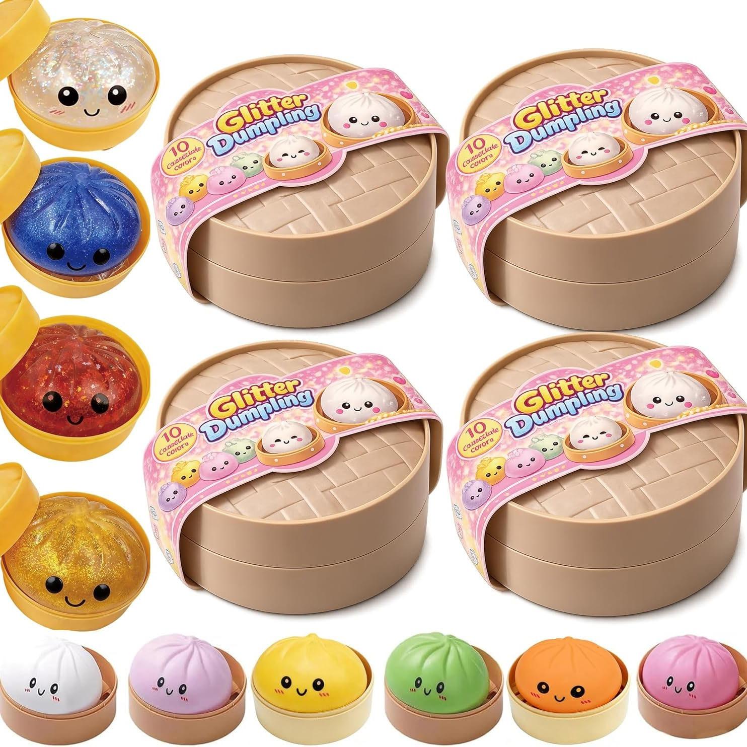 Cute Expression Bounce Back Dumpling Stress Relief Toy, Colorful Smiley Face Steamer Basket Large Dumpling, Creative Fun Gift for Boys Girls