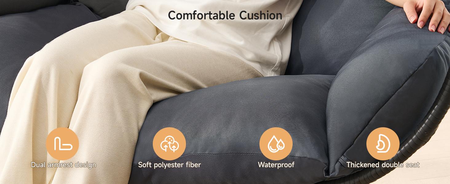 【SPRING GLOW UP】ONBRILL Double Egg Chair with Stand, Indoor Outdoor 2 Person Hammock Swing Chair with Cushions & Headrest, 650LBS Capacity Hanging Loveseat for Patio, Bedroom, Garden, Balcony 【SPRING GLOW UP】ONBRILL Double Egg Chair with Stand, Indoor Outdoor 2 Person Hammock Swing Chair with Cushions & Headrest, 650LBS Capacity Hanging Loveseat for Patio, Bedroom, Garden, Balcony