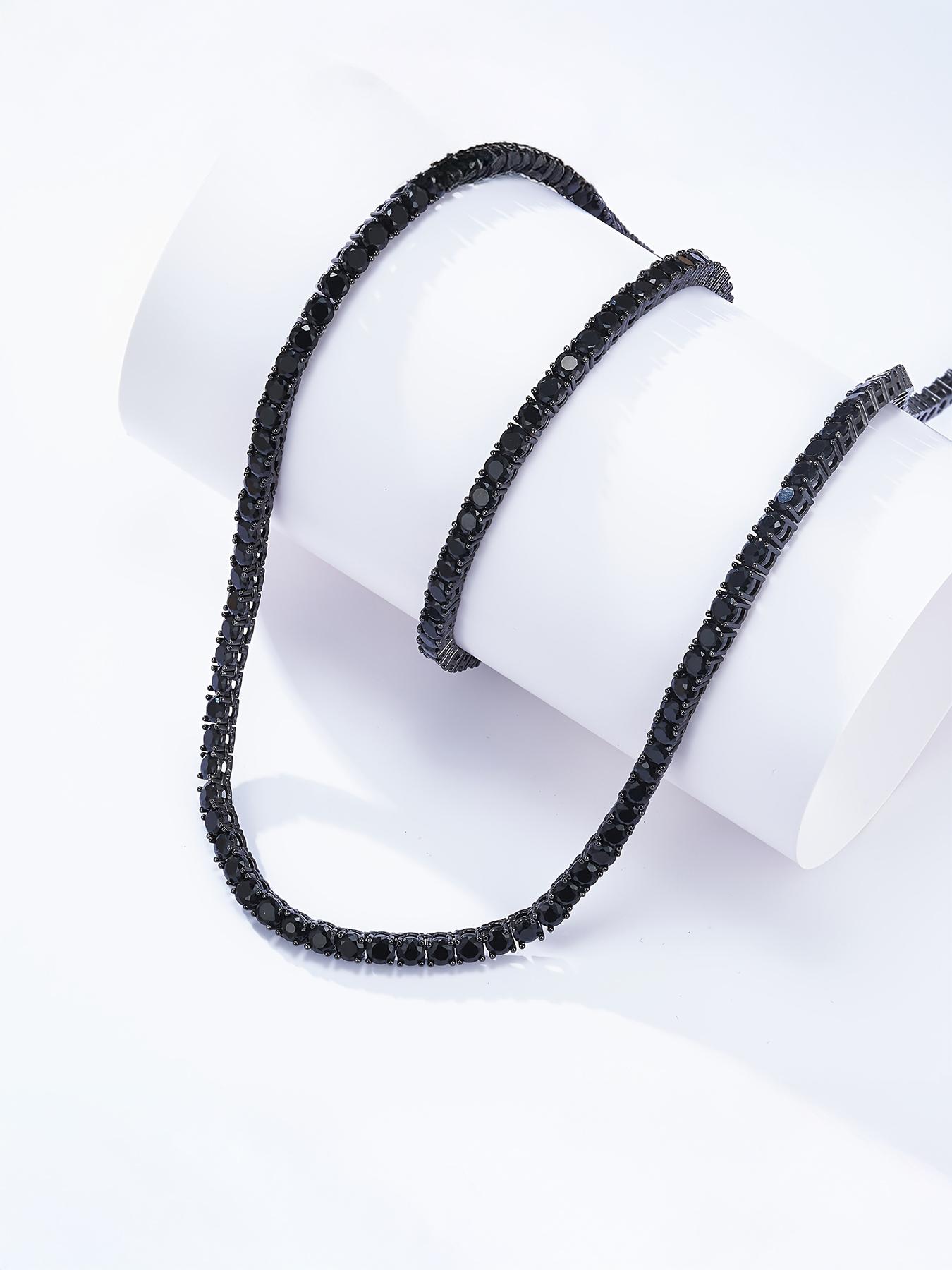 Iced Chics 2 Piece Set Bracelet & Necklace, 4mm Tennis Chain, Hip Hop Street Style, Fashionable Gift for Dad & Boyfriend