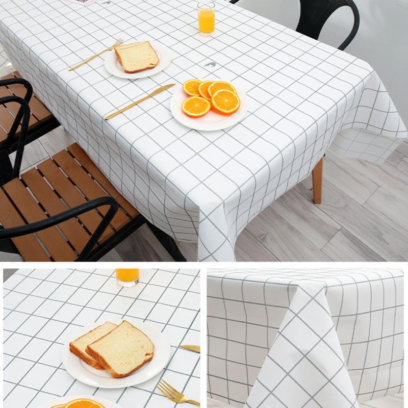 Nordic Style Plaid Tablecloth, Waterproof and Oil-Resistant, Easy to Clean, Home Dining Table, Desk, Picnic Scene