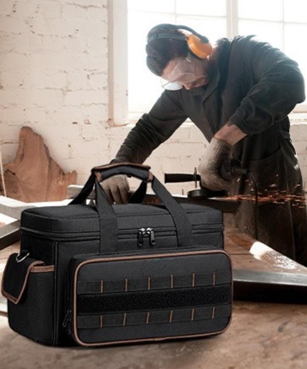 20L Large Capacity Tool Bag, Durable Multi-Pocket Portable Storage, Adjustable Shoulder Strap, Wide Mouth Pouch, Ideal Gift for Electricians