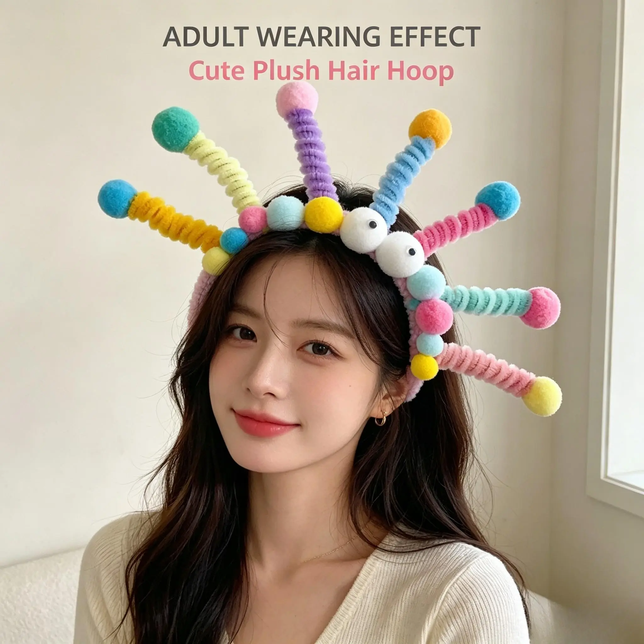 Fun Wiggly Antennae Headband, Colorful Ball Twistable Wire Headband, Cute Party Cosplay Hair Accessory for Women