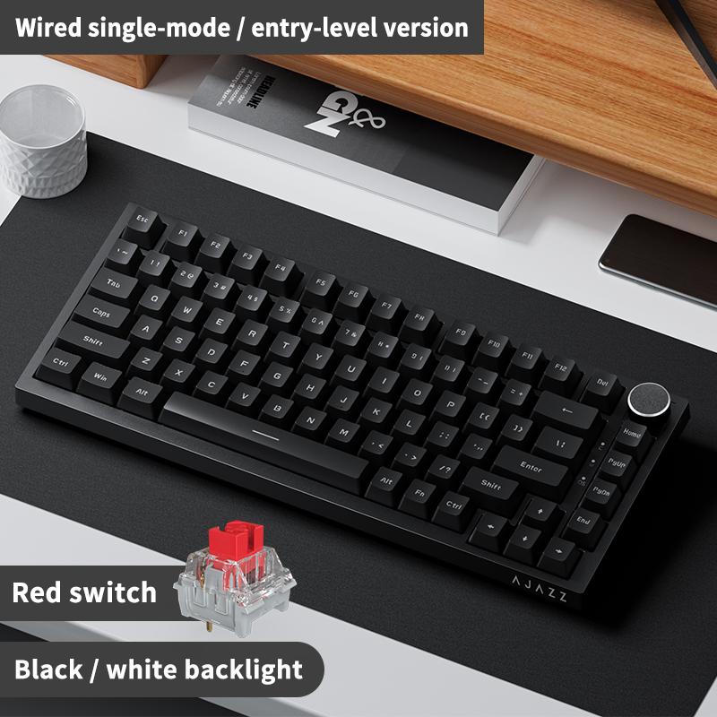 AJAZZ AK820 Wired Mechanical Gaming Keyboard, 75% Layout 82-Key Hot-Swappable Design with Metal Volume Knob, Gasket Structure and 5-Layer Filled PBT Keycaps, Ergonomic Keyboard for Esports & Office Use, Mechanical Keyboards #GLOBAL PICKS