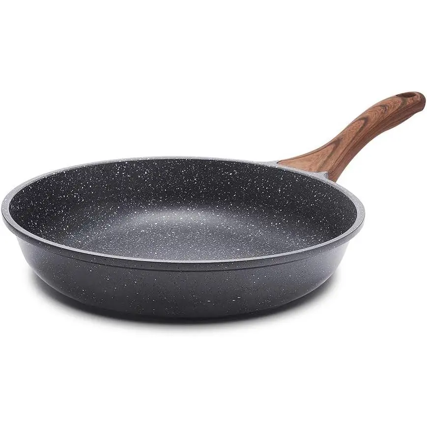 Nonstick Frying Pan Skillet, Swiss Granite Coating Omelette Pan, Healthy Stone Cookware Chef's Pan, PFOA Free (9.5 Inch)