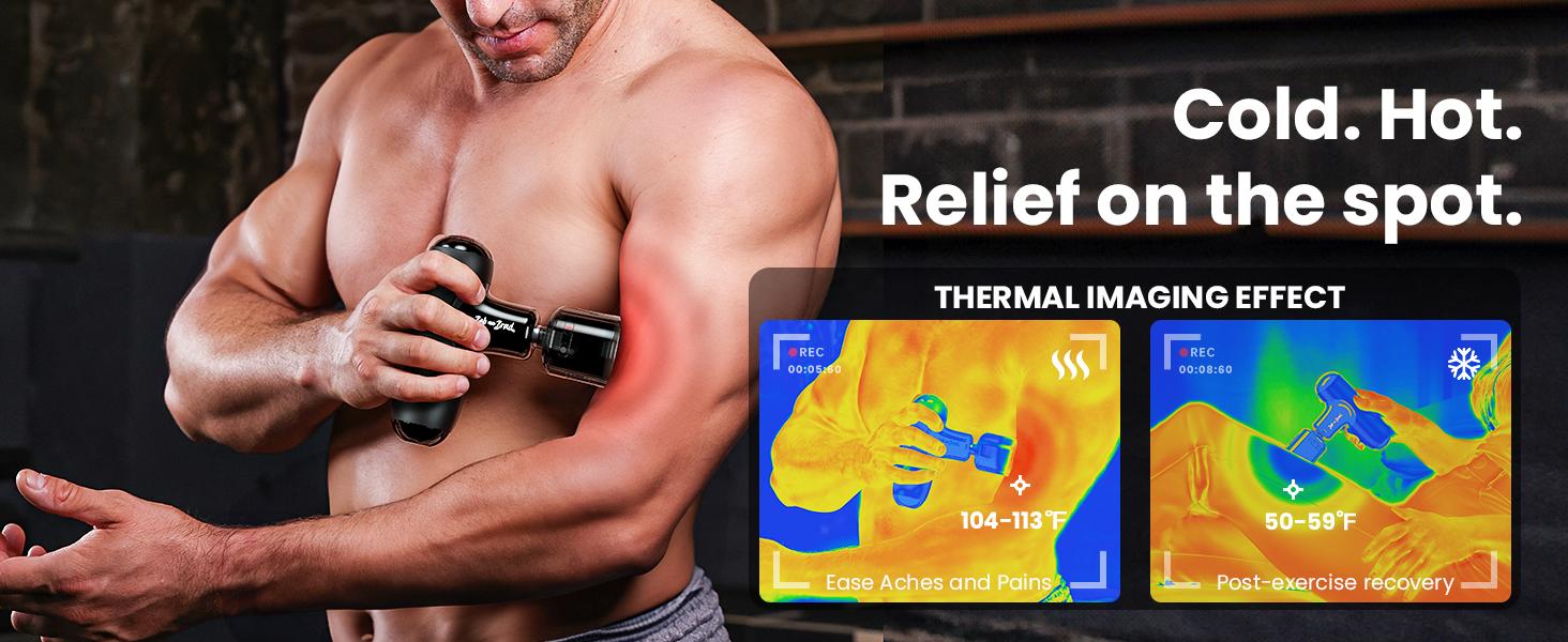 【Bob and Brad &Q2 Mini Massage Gun with Heat and Cold】Pocket-Sized Deep Tissue Percussion Massager for Pain Relief, Portable Percussion Muscle Massager Gun, Ultra Small & Quiet Muscle Massager, FSA Eligible for Women  Men NewYear gift Travel-Friendly Gift