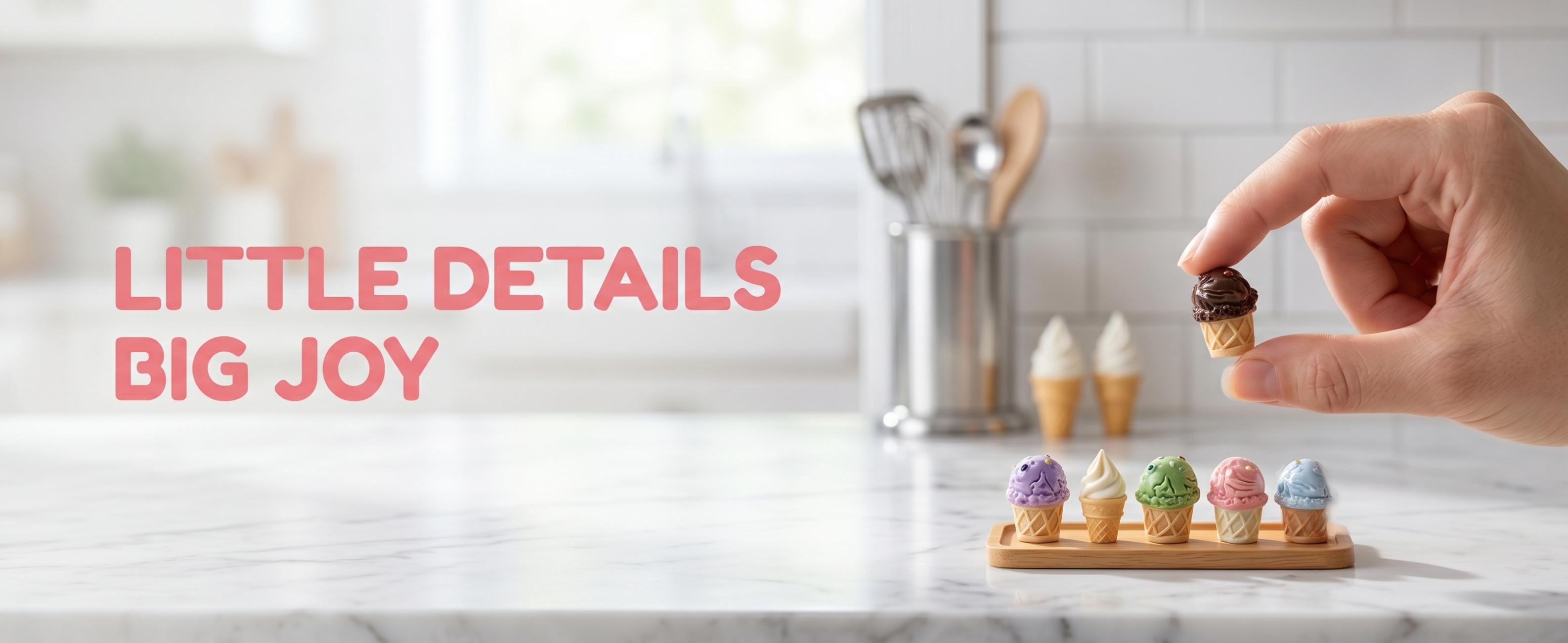 Mini Cartoon Animal Ice Cream Cone, Miniature Food Playset, Dollhouse Scene DIY Craft Decoration, Realistic Cream Gel Phone Case DIY Ornament