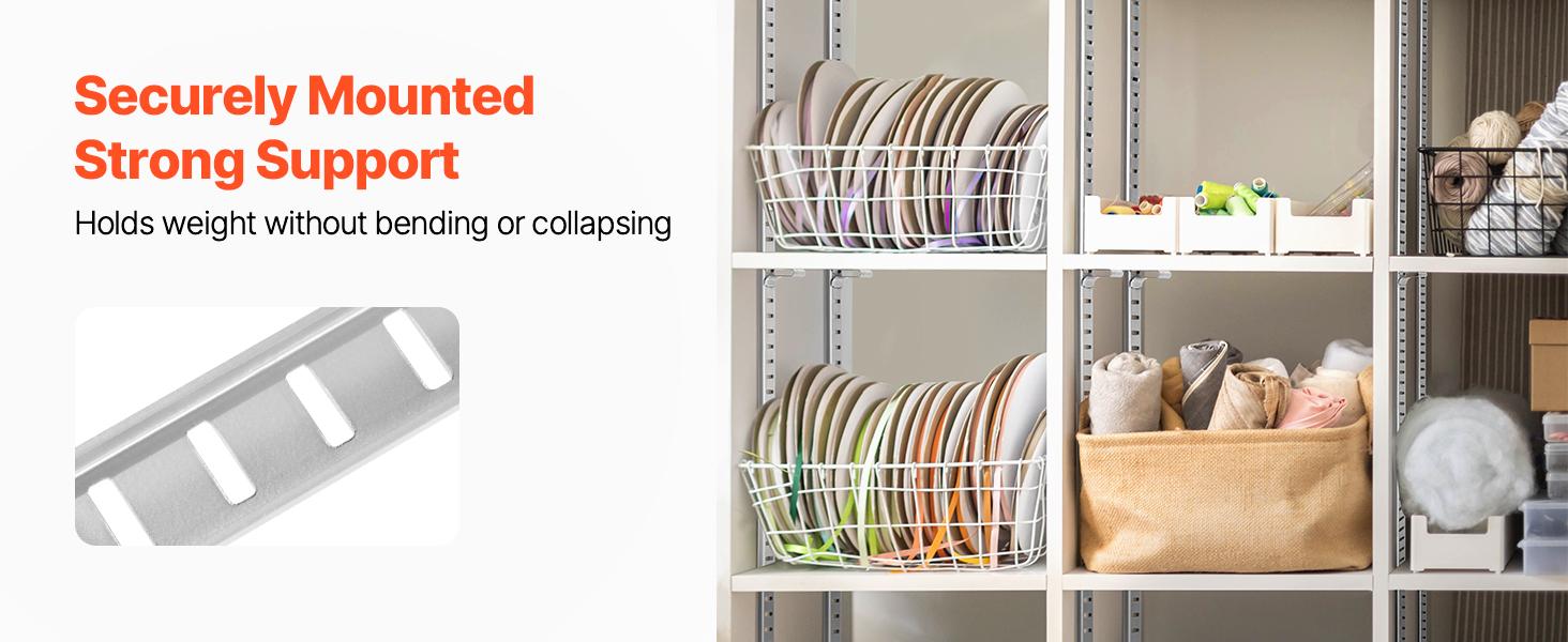 VEVOR Shelf Pilaster, 36.3-inch 6 Pack, Adjustable Shelf Brackets Steel Mortise Mount Pilaster Strip Standards with 24 Screws, Suitable for Wall Shelving System Cabinet Closet Organization