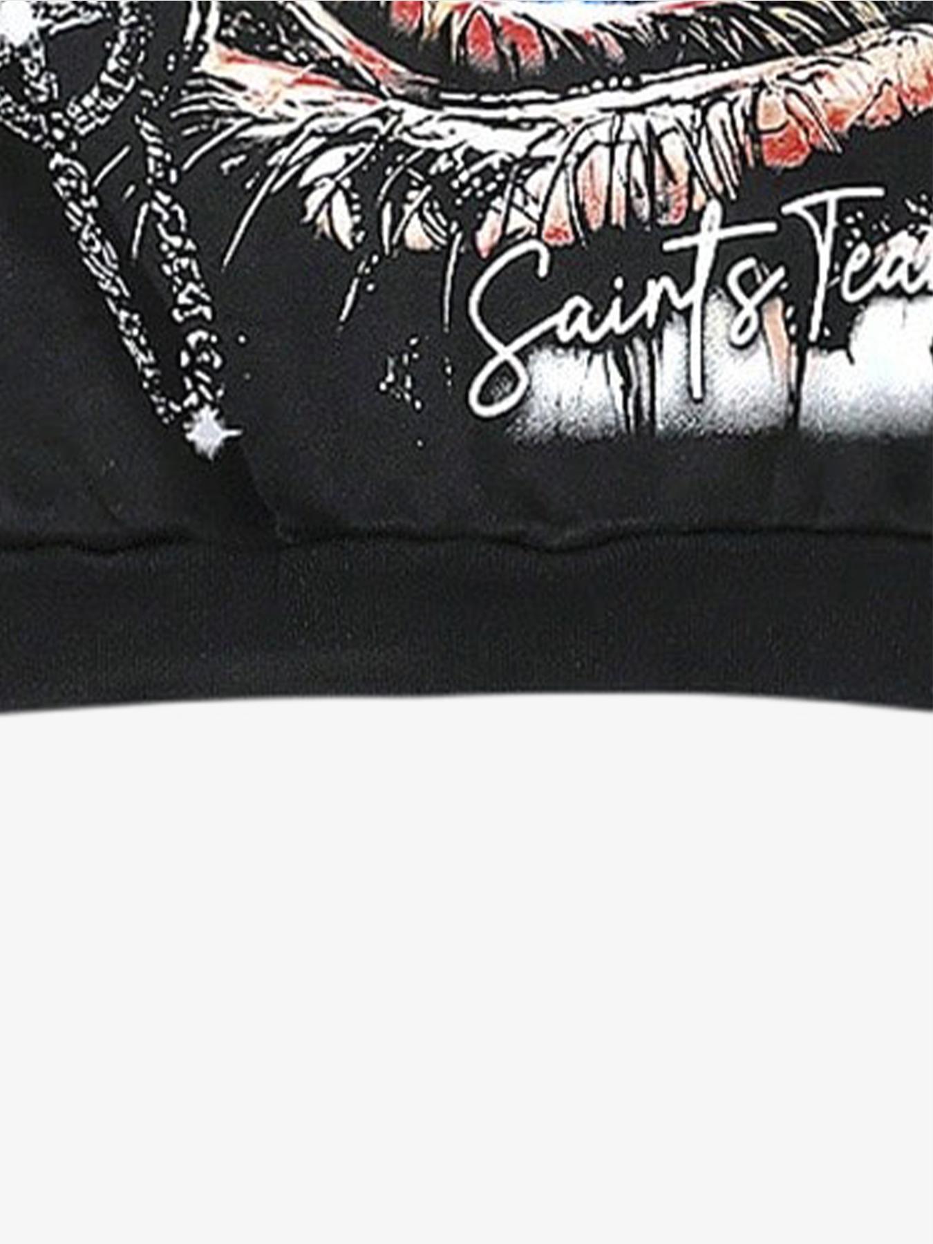 Men's Hooded Sweatshirt Autumn Winter Street Style American Fashion Eye Element English Pattern Print Short Hoodie Casual Streetwear Sweatshirt