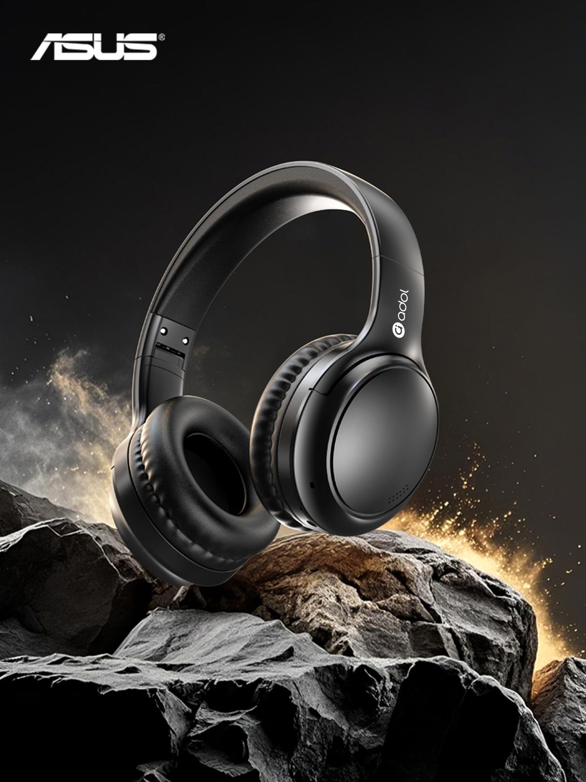 Asus Adjustable ANC Headphones with Built-in Microphone, Foldable Design, 130H Battery Life, Wireless Game Headset for Gaming & PC - Black