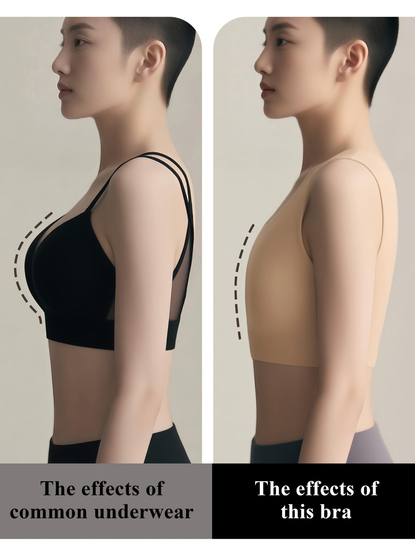 Women's Wireless Chest Binder Bra, Seamless Fit Tomboy Flat Chest Shaper, Wide Straps, Breathable for Yoga & Daily Wear