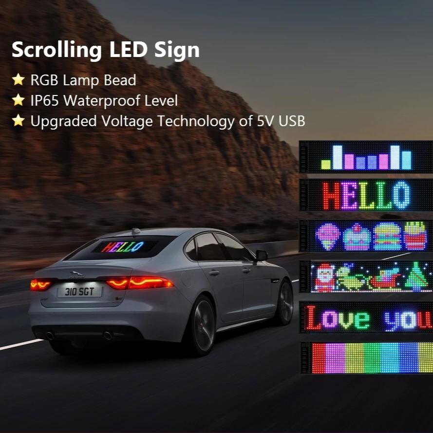 Flexible Pixel LED Advertising Panel, High Bright Rolling Sign Display, USB 5v Bluetooth-compatible APP Control, Car Truck Commercial Shop Decor Accessories