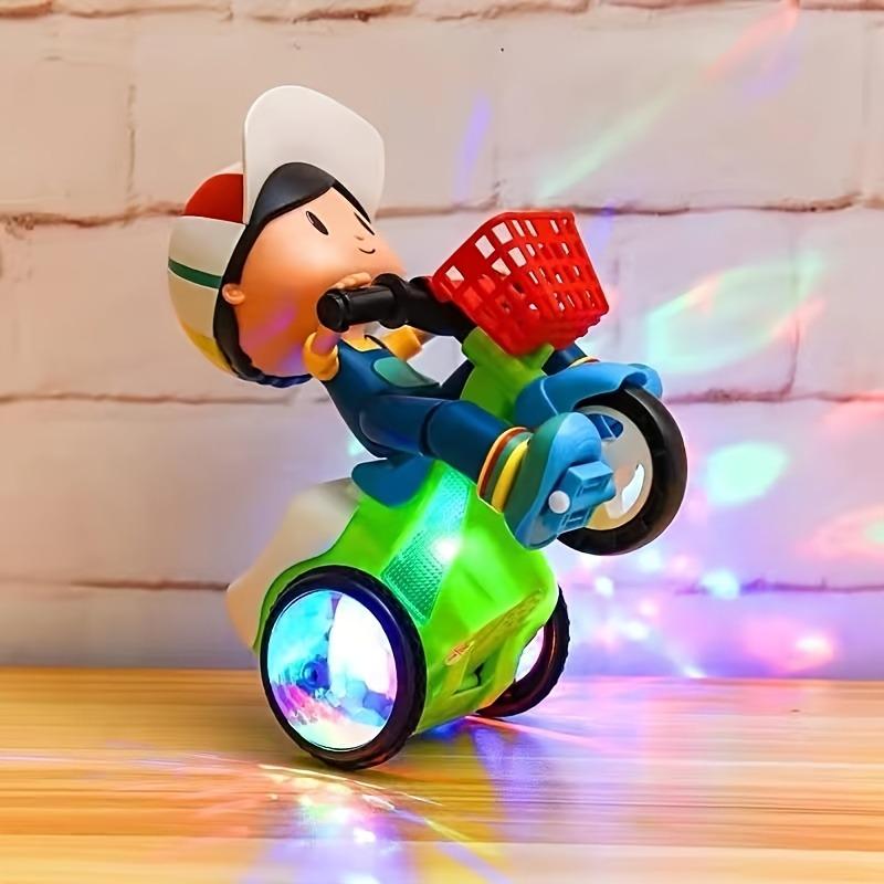 Creative Stunt Tricycle Toy for Boys and Girls with Led Lights ,Toddler Electric Tricycle Toy Motorcycle with 360° Rotationand Multi-Function Design Toddler Ride-on Toy Without Battery