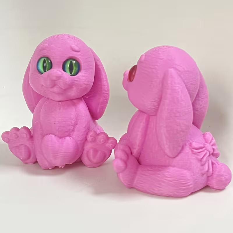 3D Printed Rabbit Cartoon Model, Festive Animal Toy, Pet Handheld Figure, Valentine's Day Decoration, Office Ornament