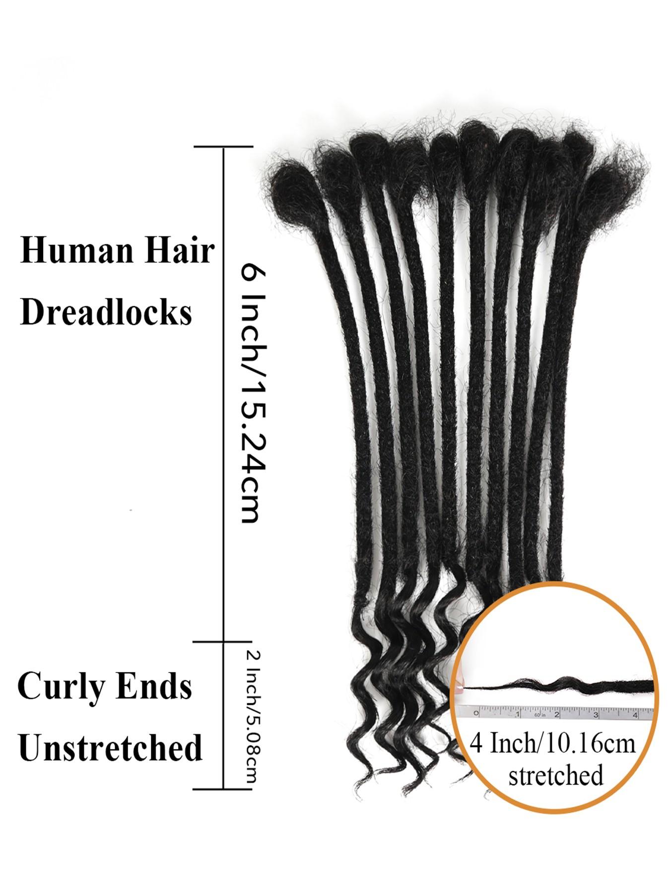 100% Real Human Hair 0.4cm Width 8 Inch Loc extensions Human Hair with Curly Ends 30 Strands per pack Full Handmade Dreadlock Extensions Can be dyed and bleached for Men Women Kids