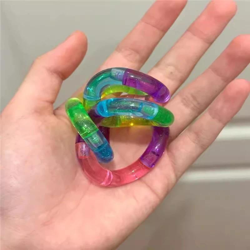 Deformable Rope Fidget Toy Deformation Rope Knot Pressure Stress Relief Toys Rrainbow Color Anti Stress Deformable Rope Best Toy