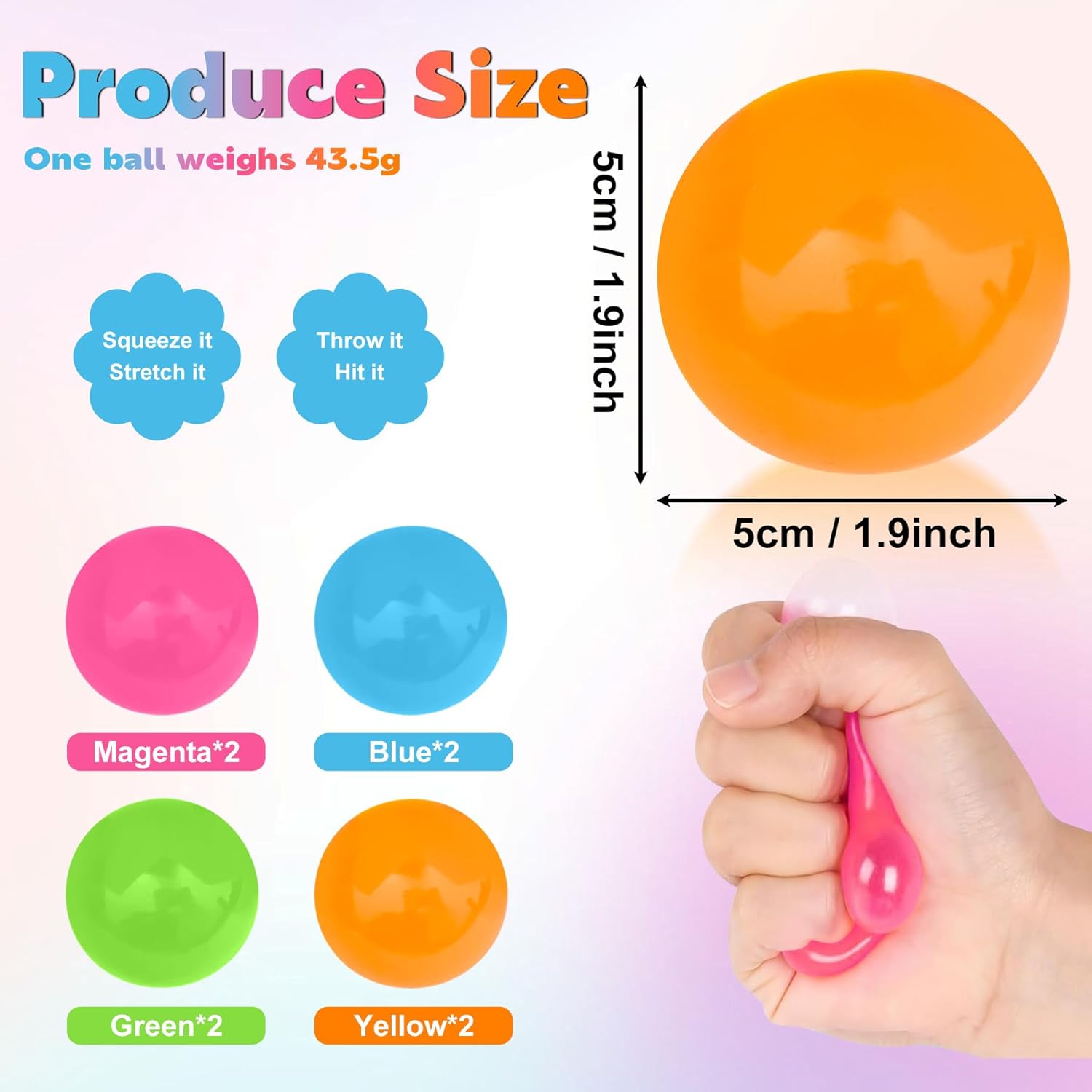 4/8/12pcs Glowing Sticky Balls, Sticky Ball for Ceiling, Glow Balls, Stick to The Ceiling, Stress Relief Toys, Glow in Dark Sticky Balls, Stocking Stuffers for Women Men Adults