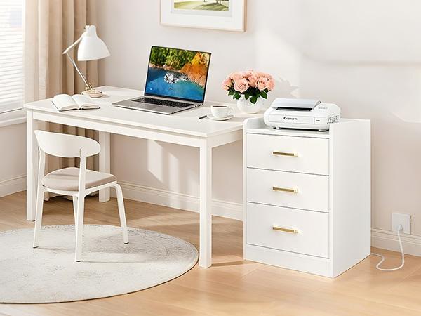 FOTOSOK Nightstands Set of 2 Black Nightstand with Charging Station, 3 Drawer Nightstand with Gold Handles, Side Table for Home Office FOTOSOK Nightstands Set of 2 Black Nightstand with Charging Station, 3 Drawer Nightstand with Gold Handles, Side Table for Home Office