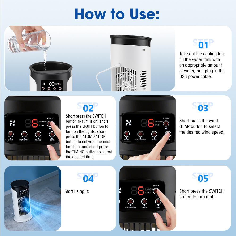 New cross-border air cooler for home use, desktop USB fan, office spray mini air conditioner fan, portable cooling device