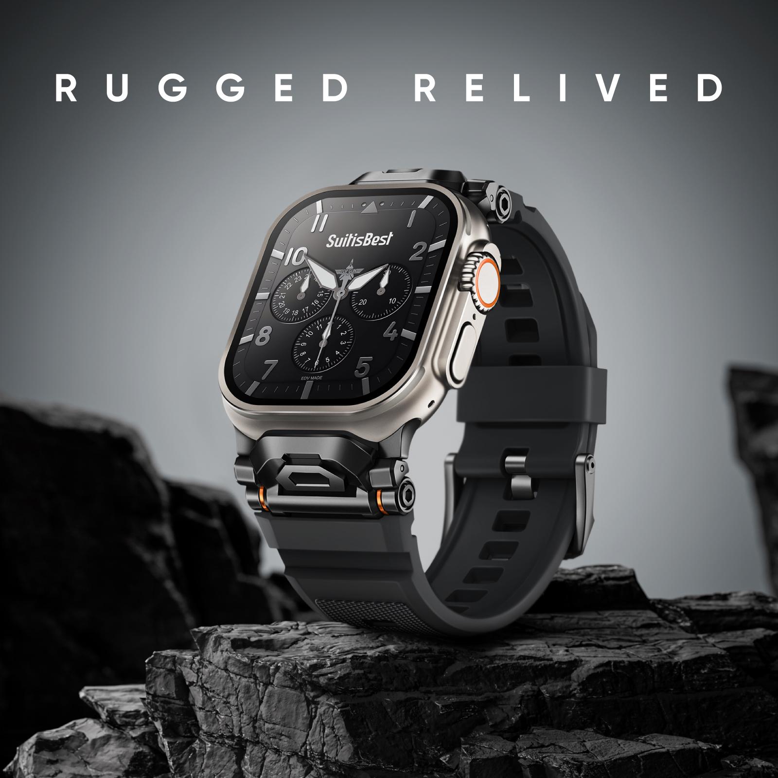 Rugged Sport Band Compatible for Apple Watch Ultra 3 2 Band 49mm 46mm 45mm 44mm 42mm, Silicone Sport Strap for iWatch Series 11 10 9 8 7 6 5 4 3 SE Rugged Sport Band Compatible for Apple Watch Ultra 3 2 Band 49mm 46mm 45mm 44mm 42mm, Silicone Sport Strap for iWatch Series 11 10 9 8 7 6 5 4 3 SE