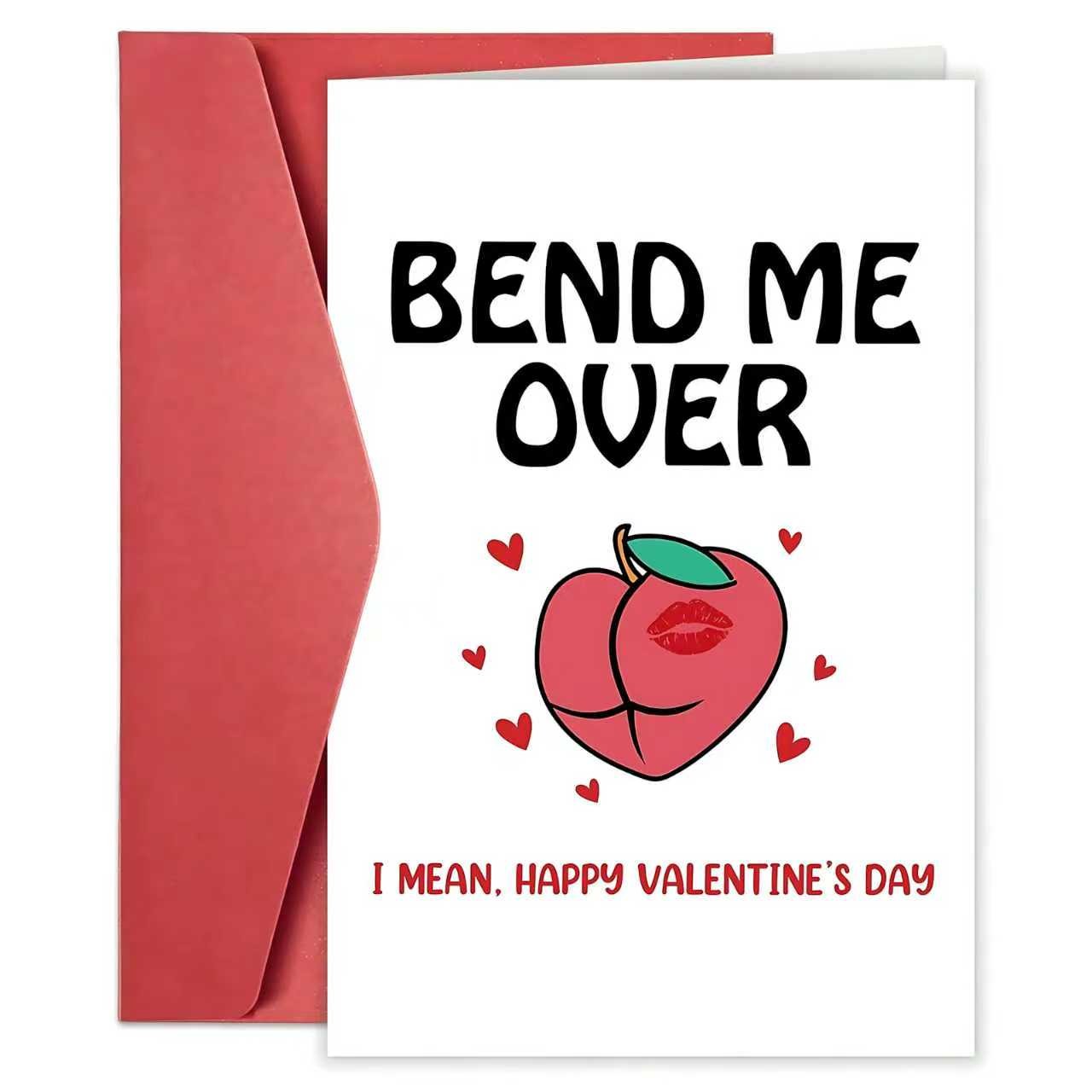1/3/7pcs Naughty Birthday card Valentine's Day Greeting Card for Him/Her, Funny "Bend Me Over" Peach Meme Card with Blank Inside, Rude Humorous Love Note for Boyfriend/Girlfriend, Perfect Hilarious Gift to Celebrate V-Day with Flirty Fun