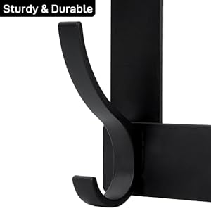 Over The Door Hooks, Door Hanger Hooks for Hanging, Over The Doors Towel Racks for Bathroom with 12 Coat Hook, Coat Rack Dorm Essentials Bathroom Accessories(1 Pack, Black)