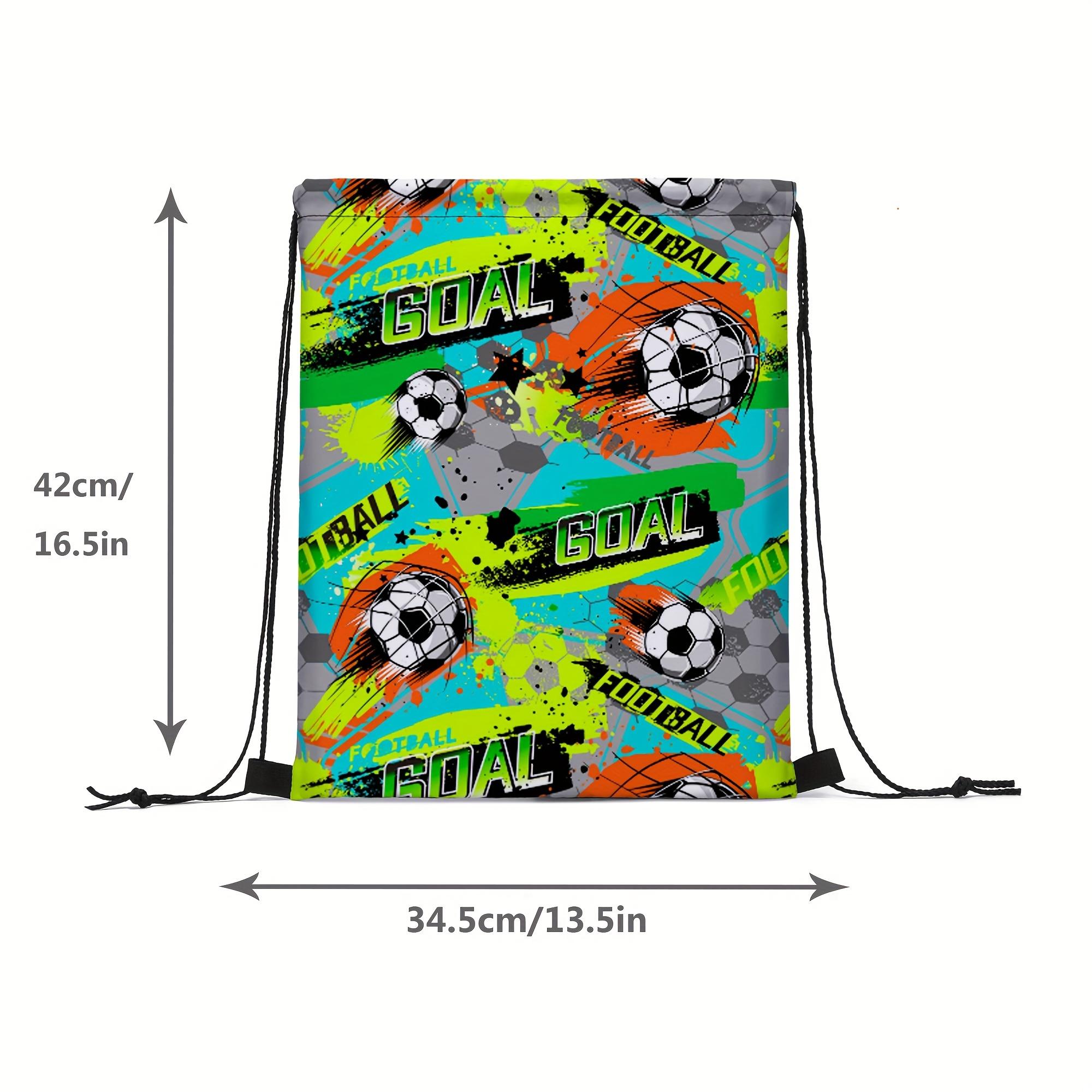 Football sports printed casual printed colorful drawstring backpack, travel and vacation unisex sports fitness training large capacity storage bag