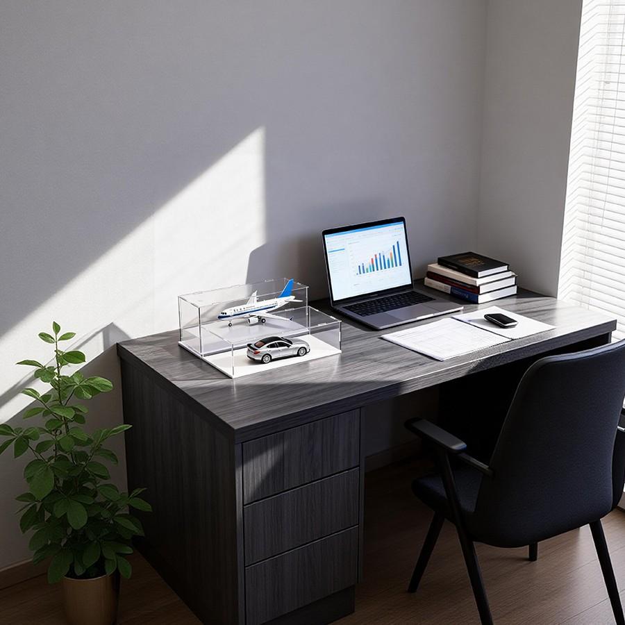 Clear Acrylic Simple Self-Assembly Display Box with White Base, Removable Figures Toys Props Display Riser Stand, Cube Countertop Decorative Storage Box for Home Organization, 40*20*10cm(Model not included)