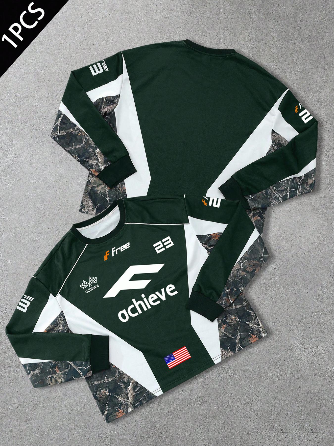 Men's Autumn Winter Comfortable Versatile Stylish Branch Ball Jersey, Trendy Sports Wear, Casual Fashion for Men, Athletic Sports Clothing