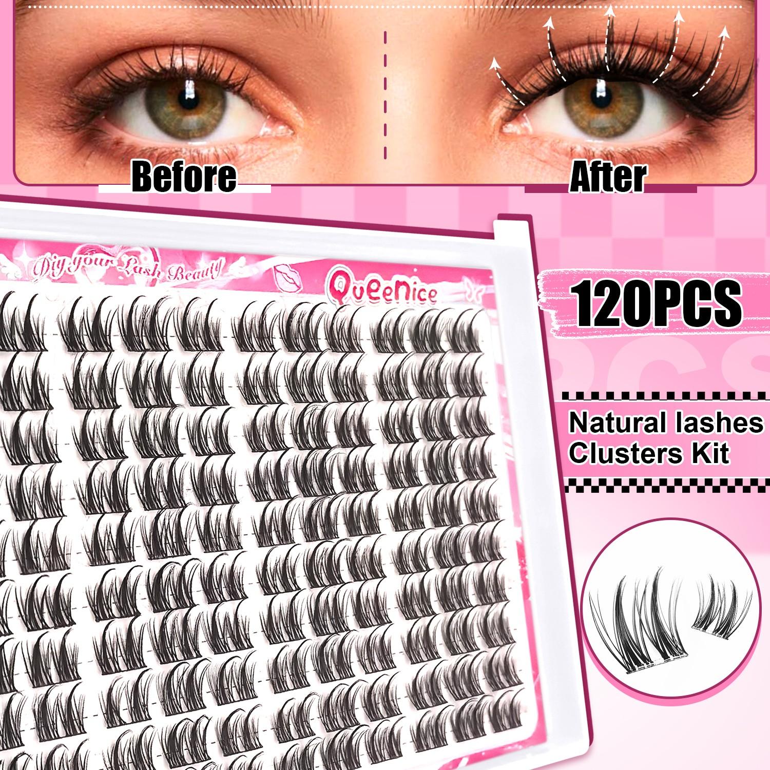 Manga Cartoon Lash Extension Kit, Self-Adhesive Individual Cluster Lashes, Natural Pointed Wet Look Eyelashes with Glue & Tweezers, Beginner Friendly DIY Lash Set for Home Makeup