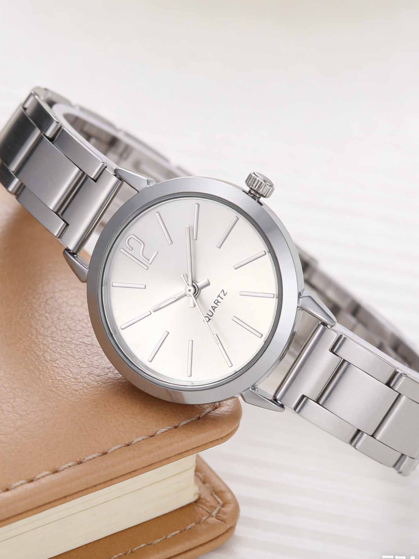 Fashion Quartz Watch for Women's Luxury Watch, Simple Circular Dial, Stainless Steel Women's Watch