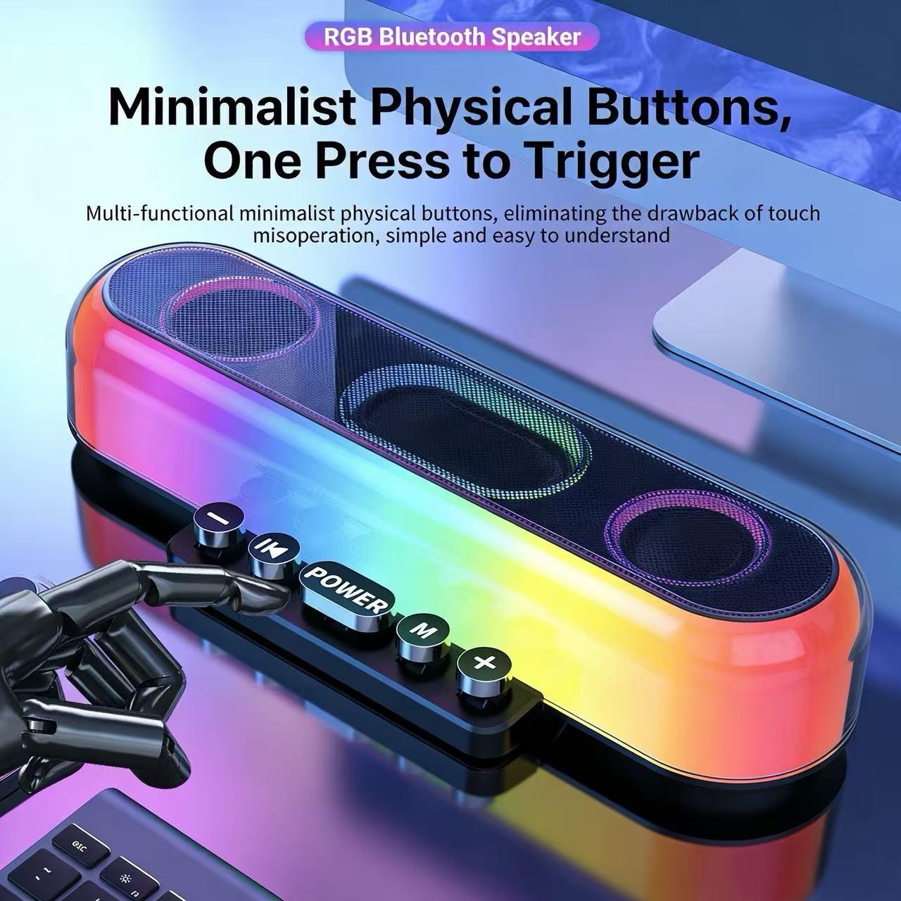 Bluetooth RGB gaming speaker, fidelity dynamic, stereo speaker, lossless sound quality, color lighting game, 1800mAh battery, listen to footsteps, gunfight game, LOL， Desktop sound system, USB powered speakers, suitable for home theaters, desktops