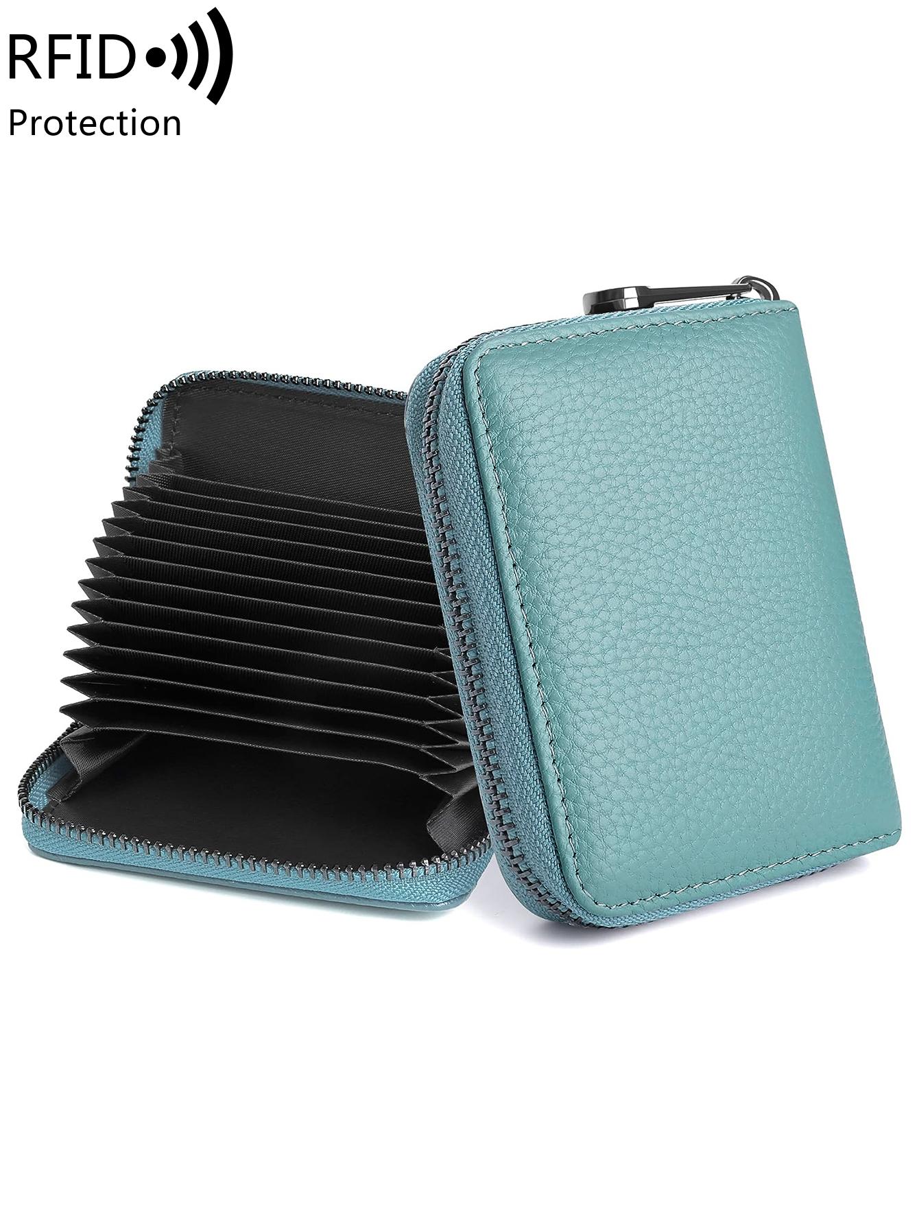 Men's Leather Wallet with RFID Blocking, Stylish Credit Card Holder, Secure and Fashionable Design, Ideal for All Seasons, Zipper Card Holder