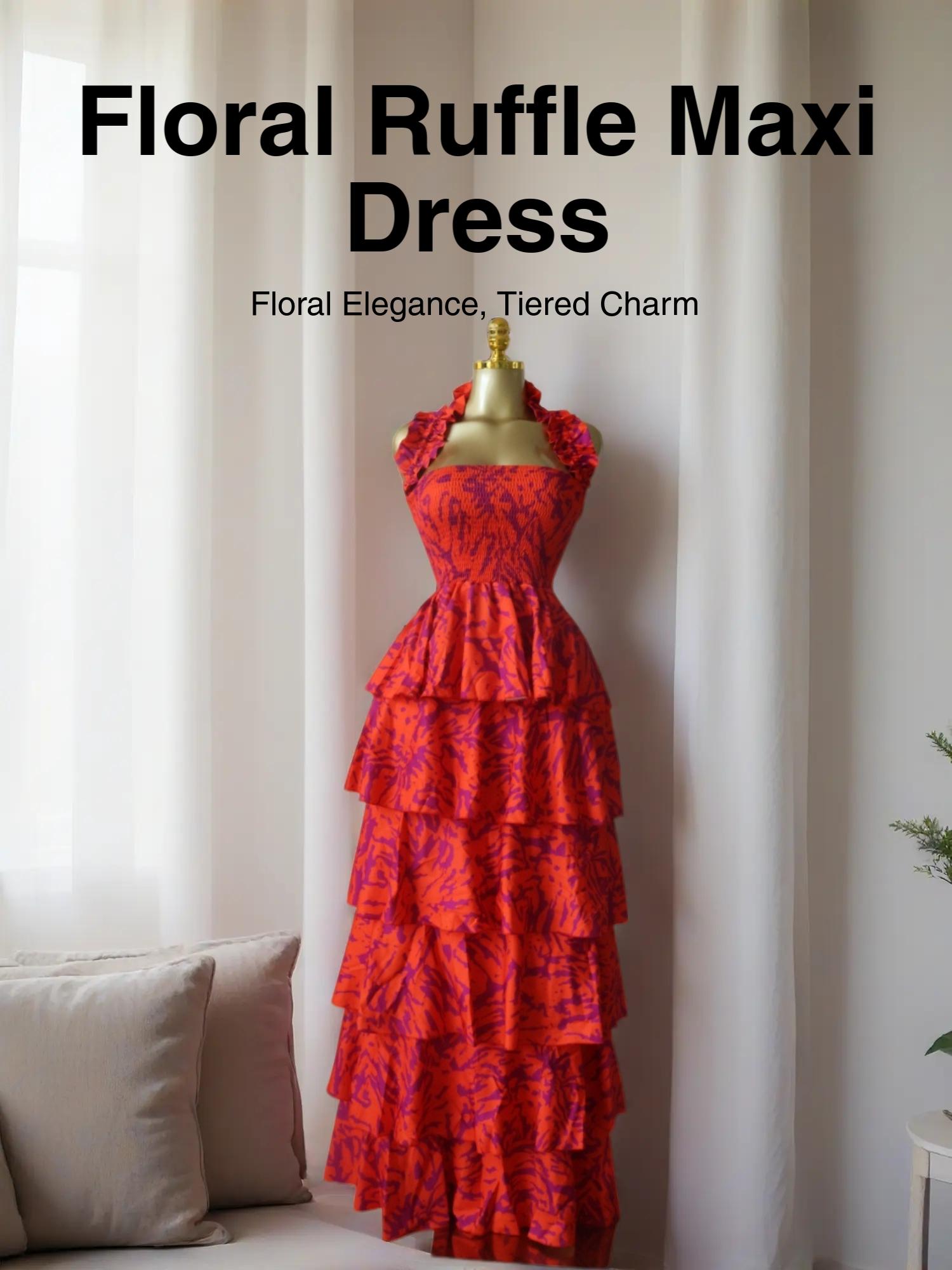 QFAF Women's Halter Neck, Floral Print Layered Ruffle Smock Maxi Dress, Floral Design Dress, Party Vacation Clothes, Sexy Style, Bohemian, Cacading Ruffles Gown A-line Dresses QFAF Women's Halter Neck, Floral Print Layered Ruffle Smock Maxi Dress, Floral Design Dress, Party Vacation Clothes, Sexy Style, Bohemian, Cacading Ruffles Gown A-line Dresses