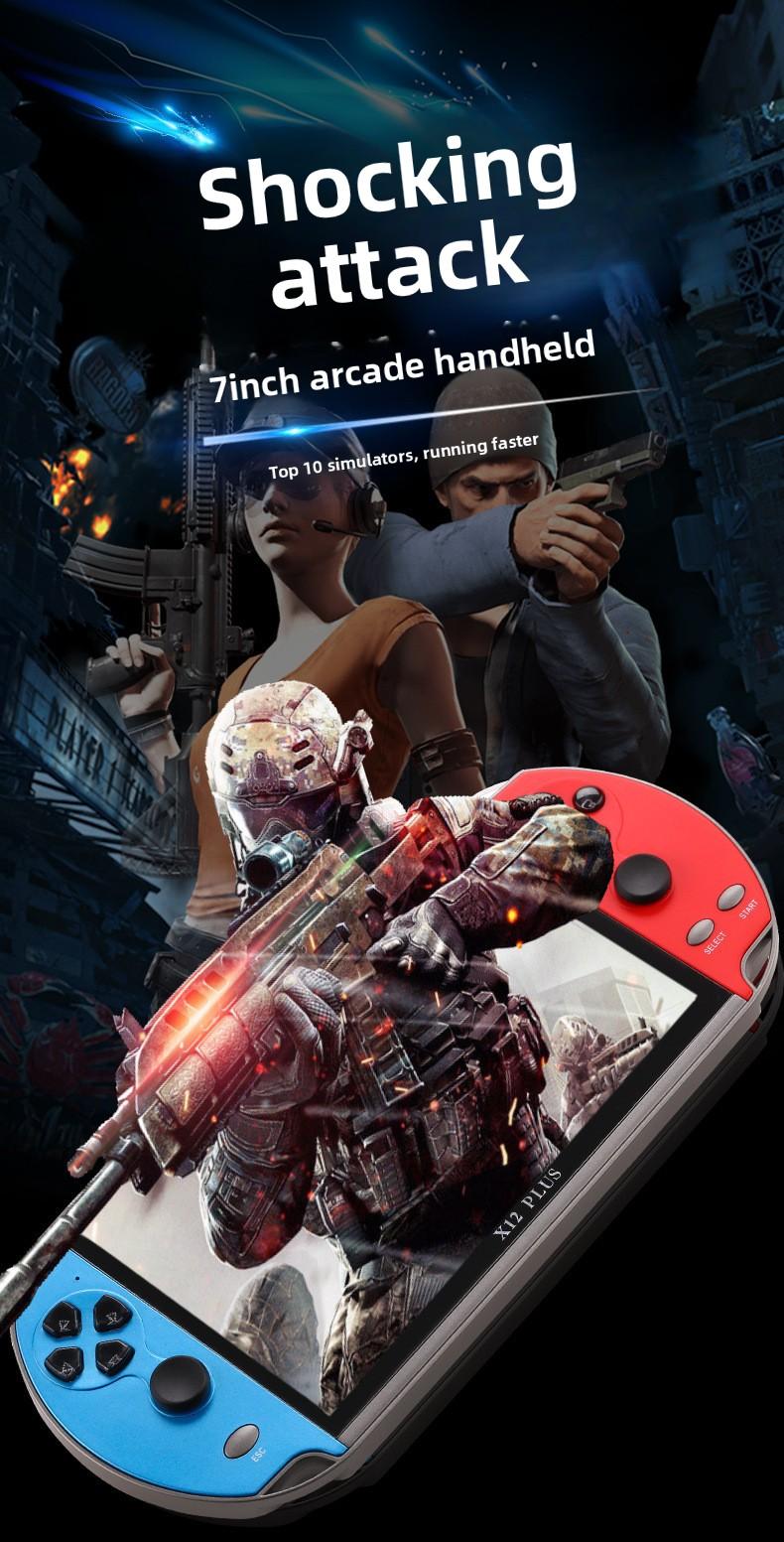 X12 PLUS Handheld Gaming Console, 7-inch Super Large Screen Game Console Handheld with NES, PSP and Arcade Simulators