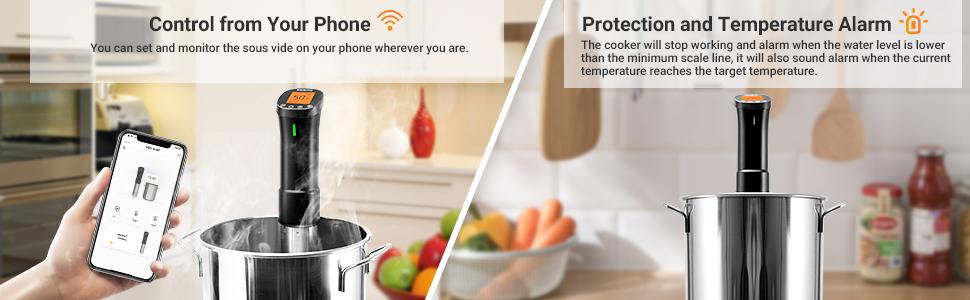 Inkbird Low Temperature Cooking Machine, WIFI Immersion cycler, Suitable for Low Temperature Cooking of Meat and Vegetables, Ultra Silent and Fast Heating, Comes with APP Recipe Timer Alarm Clock, kitchen utensils-TikTokShopBlackFriday