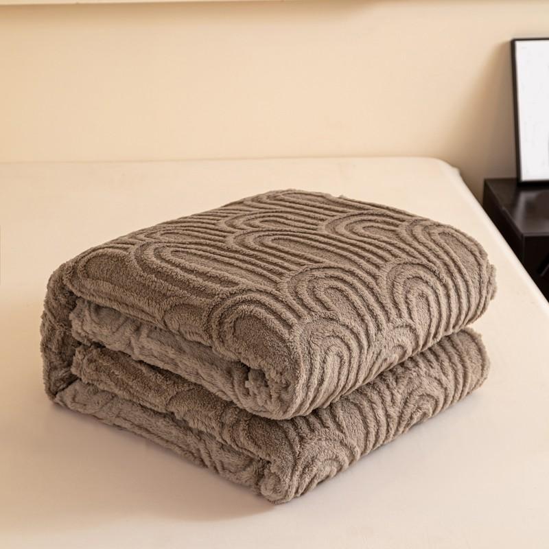 Ruffled Edge Plush Blanket with Embossed Design, King/queen Size, Available in Multiple Colors for Bedroom, Living Room, Office or Camping