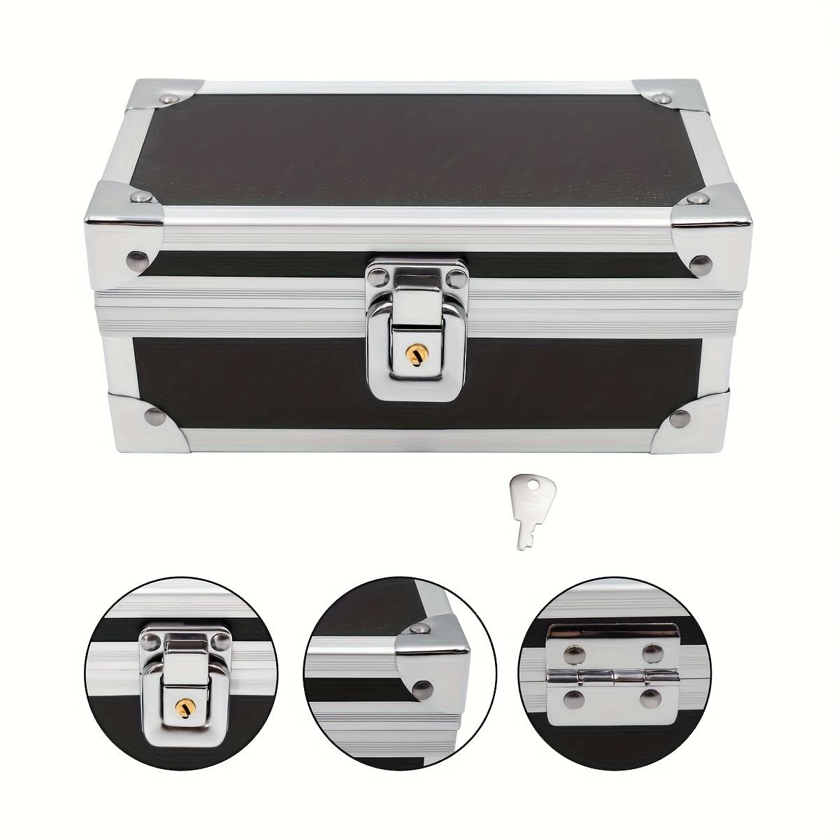 1pc Aluminum Cash Box with Lock Piggy Bank Single Row Currency Tray Acrylic Piggy Bank for Cash Collection Storage Organizer for Cashier 2. Lockable Cash Storage Box Aluminum Alloy Piggy Bank with Acry
